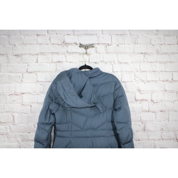 LL Bean Blue Polyester Stretch Full Zipper Down Puffer Hooded Coat M - Picture 7 of 9